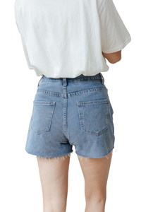 Prix usine taille moyenne Denim Jeans Shorts pour femmes croix taille Design décontracté Streetwear Style lavé Technique pour l'été - Product Image 6