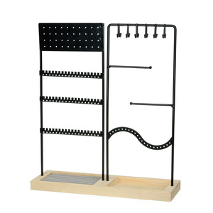 Présentoir à bijoux en bois de fer détachable plateau de rangement suspendu pour boucles d'oreilles colliers accessoires Design moderne - Product Image 1