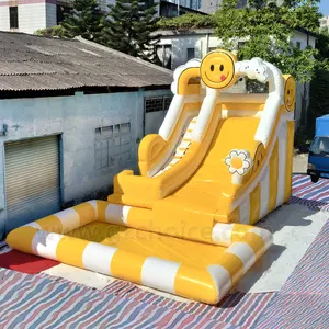 Açık parti oyun alanı backyard gülümseme stil slaytlar çıkarılabilir çocuk yüzme havuzu şişme yetişkin boyutu su havuzu kaydırağı