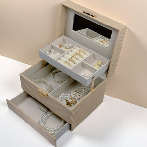 Tự động mở đồ trang sức lưu trữ hộp các tông cho quà tặng hoàn hảo với đa chức năng ngăn được xây dựng trong gương 3 ngăn kéo - Product Image 4