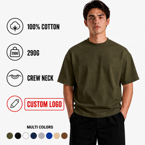เสื้อยืดคอกลมโอเวอร์ไซส์สำหรับผู้ชาย ผ้าคอตตอน 100% หนัก 290 กรัม พิมพ์ลายได้ตามสั่ง หลายสี สไตล์ลำลอง ขายส่ง - Product Image 1