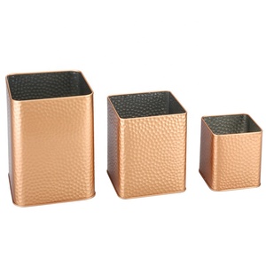 Food Grade <strong>Kitchen</strong> <strong>Storage</strong> Use Hammered Copper <strong>Tin</strong> Square Box Set Metal Pots Spice <strong>Tins</strong> - Product Image 2