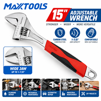 Clé à molette réglable Maxxtools 15 pouces en acier au carbone, à mâchoires larges, ouverture 1-7/8 pouces, outil manuel industriel de qualité DIY