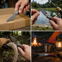 Nouveau couteau pliant tactique en laiton Damas, couteau de poche avec manche en bois de serpent, pour camping, bushcraft, chasse, utilitaire DM051