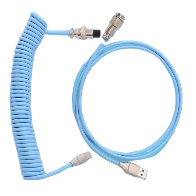 Custom Mechanical Keyboard Coiled Cable USB 3.1 Type C, 1.2m Coiled USB C Cable with Aviator Connector, Orange