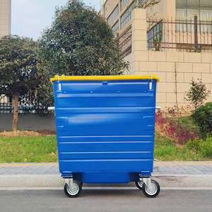 Speciale Prijs 1100 Liter Outdoor Openbare Grote Zware Industriële Wielen Metalen Staal Vuilnisbak <span class=keywords><strong>Trolley</strong></span>/ - Product Image 4