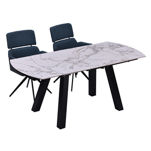 Échantillon gratuit modèle automatique pierre frittée supérieure feuille extensible chaises turques rétro maison table à manger en verre contemporaine - Product Image 1