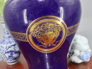 लक्जरी नौसेना ज़ेबरा अदरक जार सेट कृत्रिम फूलों की व्यवस्था के साथ टेलीविजन के लिए फूलदान घर सजावट - Product Image 4