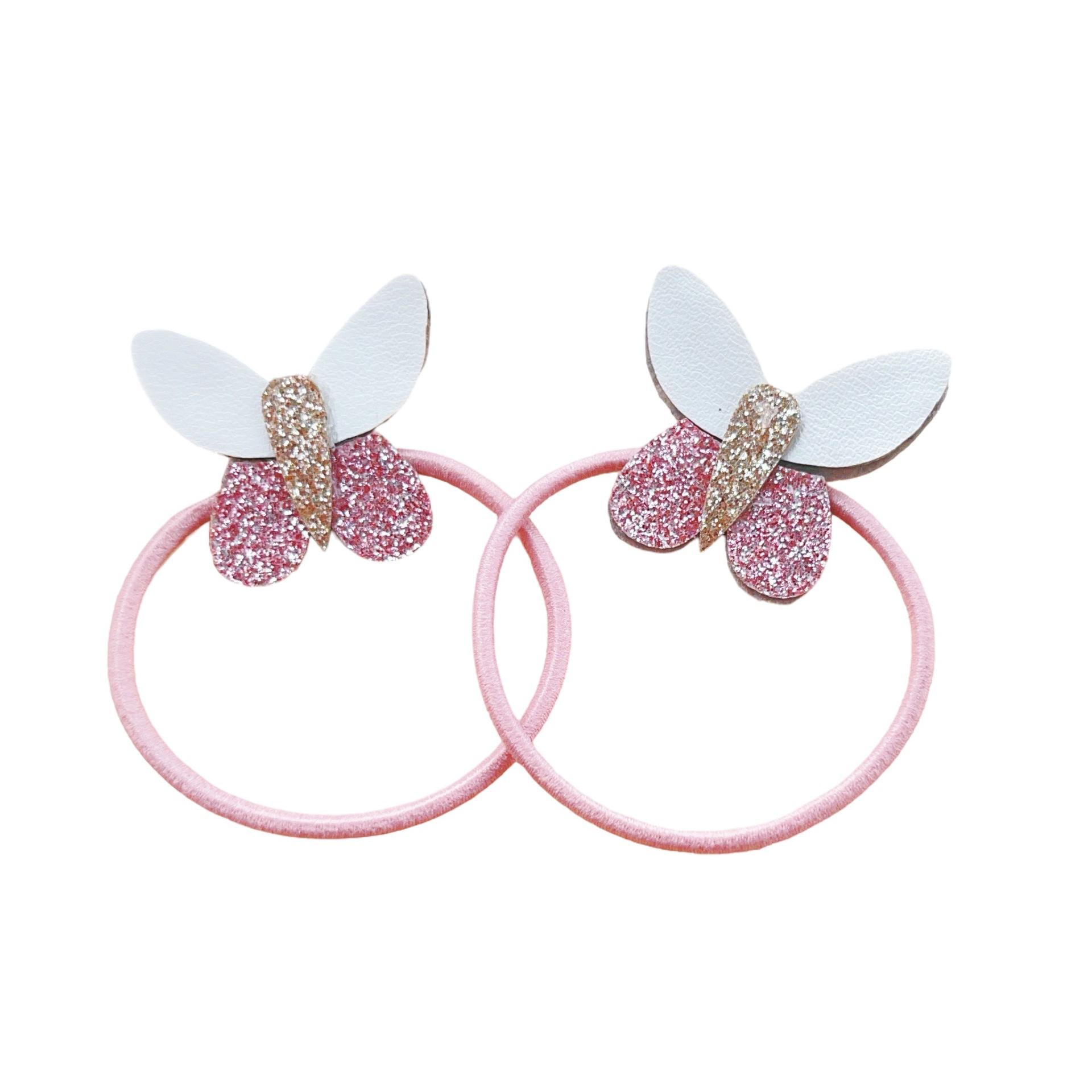 Mt6595 pink butterfly hair rope pair