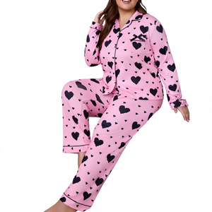 <span class=keywords><strong>Pigiama</strong></span> <span class=keywords><strong>Donna</strong></span> Stile Europeo-Americano Autunno Inverno <span class=keywords><strong>Taglie</strong></span> Forti Cardigan con Colletto a Risvolto Maniche Lunghe Pantaloni Abbigliamento da Casa - Product Image 2