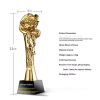 Trophée personnalisé en résine plaqué or, design rose tatoué musical, créatif, pour la danse, la beauté féminine, les performances de célébrités, souvenir