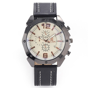 Montres à bracelet en cuir vintage de qualité supérieure pour hommes, mode simple, quartz, montre-bracelet pour hommes, <span class=keywords><strong>grand</strong></span> cadran, montre Reloj Hombre - Product Image 4