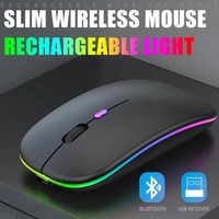 Ratón inalámbrico Bluetooth recargable con 2,4 GHz USB RGB 1600DPI para computadora portátil Tablet PC Gaming Mouse Gamer