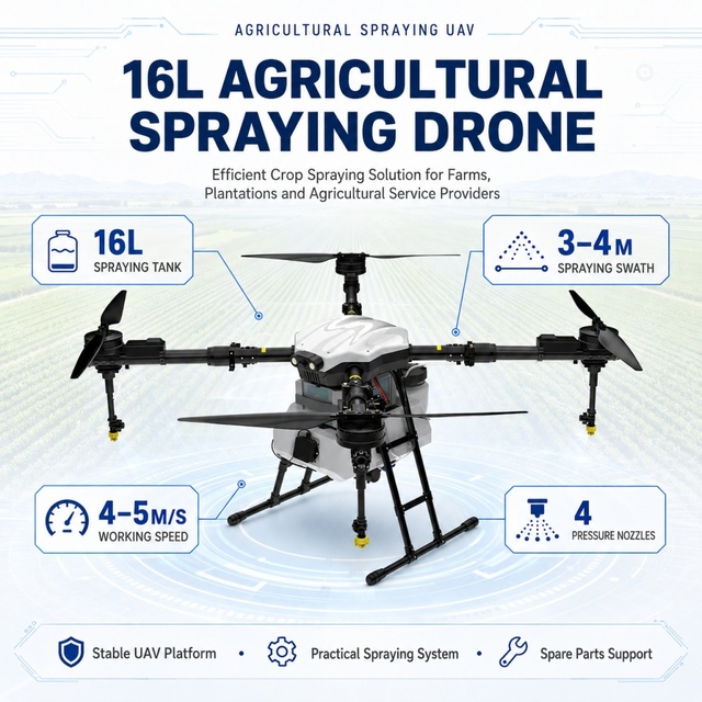 Heavy Lift 16L Tank Long Range Outdoor RC Drones Agricolas Spraying Electric Farm Agriculture Drone Sprayer for Pesticide Seeds