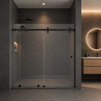 Porte de douche coulissante sur mesure en verre Sgcc Mars Villa 8/6/10 mm, largeur réglable 130-140 x 190 cm, couleur blanche
