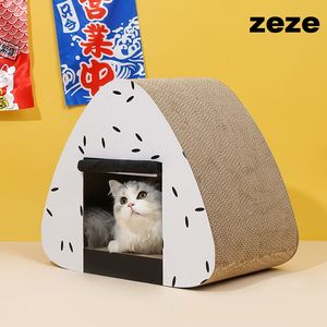 Zeze กระดาษแข็งขีดข่วนลายแมว,กล่องลับเล็บลูกบอลสามเหลี่ยมกล่องกระดาษลูกฟูกสำหรับสัตว์เลี้ยงในครัวเรือน - Product Image 2