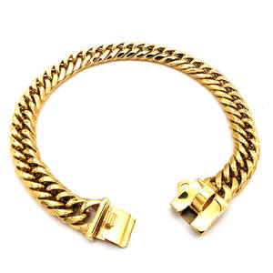 17mm breite <span class=keywords><strong>12</strong></span> bis 30 Zoll sichere Schnalle 18K kubanische Glieder kette Hunde halsband - Product Image 1