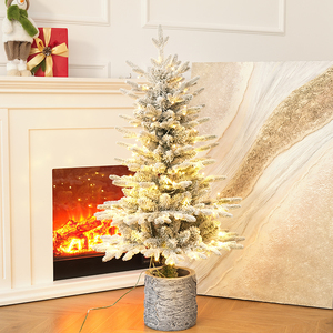 3D Five-Fork Flocked PE & PVC Mini Christmas <b>Tree</b> with Realistic Snow Effect, Festive Ornament for Living Room, Bedroom & Mall - Product Image 3