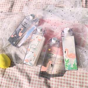 Bouteille d'eau en plastique transparente de grande capacité, sans BPA, en forme de boîte de lait carrée, vente chaude - Product Image 5