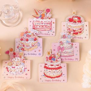 Carte de vœux créative 3D - Joyeux anniversaire, gâteau et fleurs en relief, petit message simple (cadeau pour fleuriste, vente en gros) - Product Image 4
