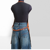 Tablier de travail rétro américain en PU pour coiffeur et barman, durable, imperméable et résistant aux taches