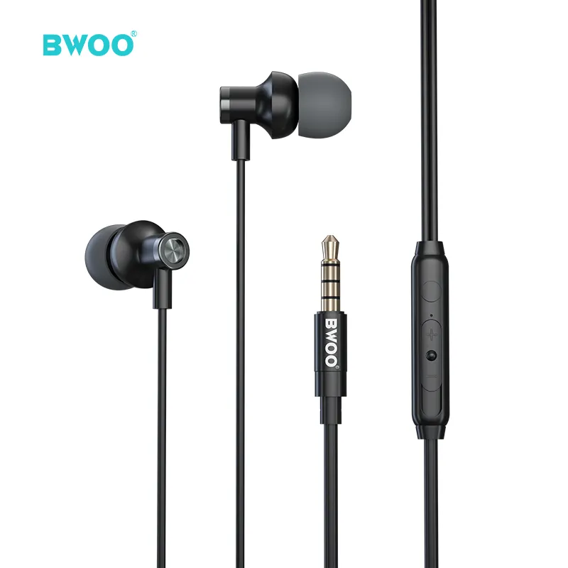 BWOO-auriculares intrauditivos para android, alta calidad, con logotipo oem, 3,5mm, con cable, deportivos, graves