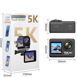 กล้องแอคชั่น 5K หน้าจอสัมผัส Wi-Fi กันน้ำ 30 เมตร สำหรับกีฬากลางแจ้ง DV Ultra HD จอคู่ - Product Image 1