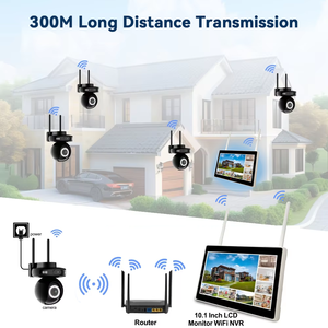 3MP Home <strong>Security</strong> <strong>Cameras</strong> System with 10.1 Inch Monitor Surveillance Kits, CCTV System with 4Pcs Wireless IP <strong>Cameras</strong> - Product Image 3
