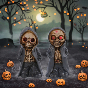 DAMAI Figura de Esqueleto Gótico de Resina para Niños, Estilo Ceñudo con Túnica Negra, Decoración de Halloween para el Hogar, Venta al por Mayor - Product Image 2