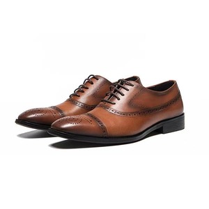 Zapatos Oxford Brogue Negros con Punta Cuadrada, de Cuero de Grano Completo, con Cordones, Transpirables, Antideslizantes, Ligeros, con Diseño de Parches, para Oficina y Vestir - Product Image 6