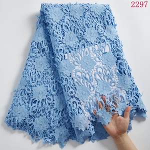 Nouvelle dentelle guipure blanche africaine <span class=keywords><strong>2021</strong></span> avec pierres, dentelle à trous, dentelle à cordon de haute qualité pour mariage nigérian 2297 - Product Image 3