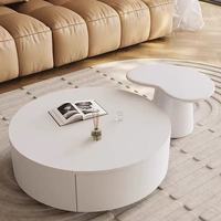Table basse circulaire en bois minimaliste moderne avec rangement, design écologique et durable pour les salons