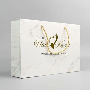 Bolsas de Papel de Regalo de Lujo Impresas Personalizadas al por Mayor con Asa y Lazo, Impresión de Bolsas de Papel de Lujo con Logotipo Dorado y Negro - Product Image 1
