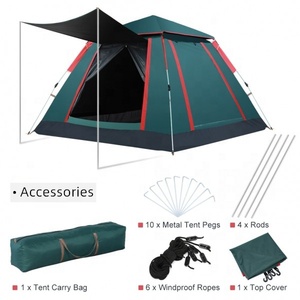 Lều Tự Động Ngoài Trời Chống Nước Mưa Lều Gia Đình 4 Người Lều Cắm Trại Du Lịch Dã Ngoại Có Lưới Chống Muỗi Và 2 Cửa - Product Image 4