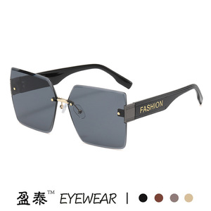 Eyewear Frameless <b>Square</b> <b>Sunglasses</b> Orange Color UV400 Women's Fashion Sunshades - Product Image 5