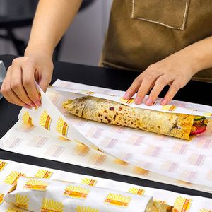 Custom Disposable Eco-Friendly Recyclable Greaseproof PE Coated Burrito Wrapper Mexican Tortilla Breakfast Taco Snack Pizza - Product Image 2