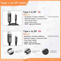 UNIEAN Venta al por mayor HD 2M Usb 3,2 C a DP 60Hz Adaptador Display Port Cable Tipo C a 8K DP Cable para video Cable a Macbook pro