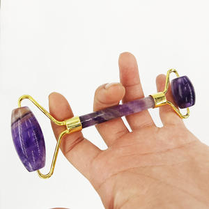 Rodillo Facial de Amatista Antienvejecimiento, Rodillo de Masaje Facial Natural de Doble Cabeza - Product Image 1