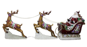 Two Reindeer <b>Pulling</b> Sleigh with LED <b>Lights</b> - Product Image 2