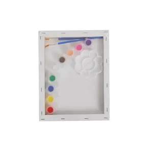 Conjunto de cavalete de madeira natural e mini tela de tamanho personalizado para exibição de pintura infantil