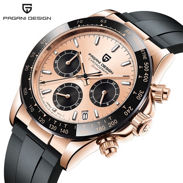 Top Brand PAGANI DESIGN 1664 Mens Silicone Sports Chronograph Quartz Watch