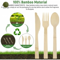 Juego de Cubiertos Desechables de Bambú Ecológicos con Logotipo Personalizado, Cuchillo, Tenedor y Cuchara Biodegradables para Restaurante, Paquete Individual, Venta al por Mayor