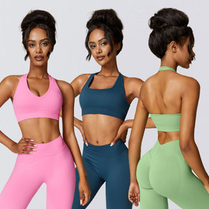 OEM su misura estate senza schienale sport Yoga imbracatura con collo e cinturino posteriore per il Fitness da donna che corre reggiseno Yoga verde senza soluzione di continuità - Product Image 1