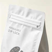 Sachet de café personnalisé imprimé mat compostable à fond plat refermable avec fermeture éclair et valve en Mylar