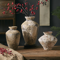 Guci Batu Besar Gaya Jepang Zen Wabi-Sabi Jingdezhen, Hiasan Buatan Tangan untuk Rangkaian Bunga, Cocok untuk Rumah Tamu