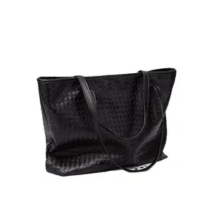 Large-capacity Woven Texture Tote Bags Women's Handbag Casual Soft Leather Braided Bag Drop Shipping