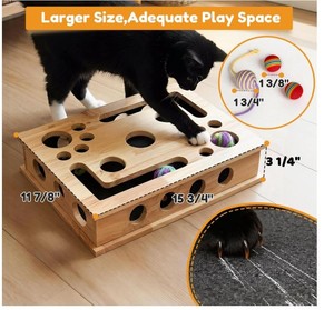 Caja <span class=keywords><strong>de</strong></span> Enriquecimiento para Gatos con Espacio Amplio y Lima <span class=keywords><strong>de</strong></span> <span class=keywords><strong>Uñas</strong></span> Integrada, Reforzada con Tornillos, Duradera, para Limar <span class=keywords><strong>Uñas</strong></span> y Jugar con 2 Pelotas - Product Image 2
