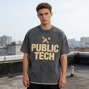 Camiseta de Hombre Personalizada OEM de Lujo, Estilo Urbano, Impresión de Alta Calidad, Lavado Ácido, Vintage, con Pedrería - Product Image 3