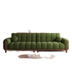 Sofá de Madera Maciza Estilo Teclado de Piano Retro Francés, Diseño Acolchado de Líneas Rectas, Muebles para Sala de Estar - Product Image 5