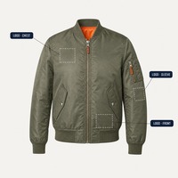 Blouson aviateur personnalisé pour homme, col montant, fermeture éclair, poche sur la manche, doublure orange, logo OEM, vente en gros, usine